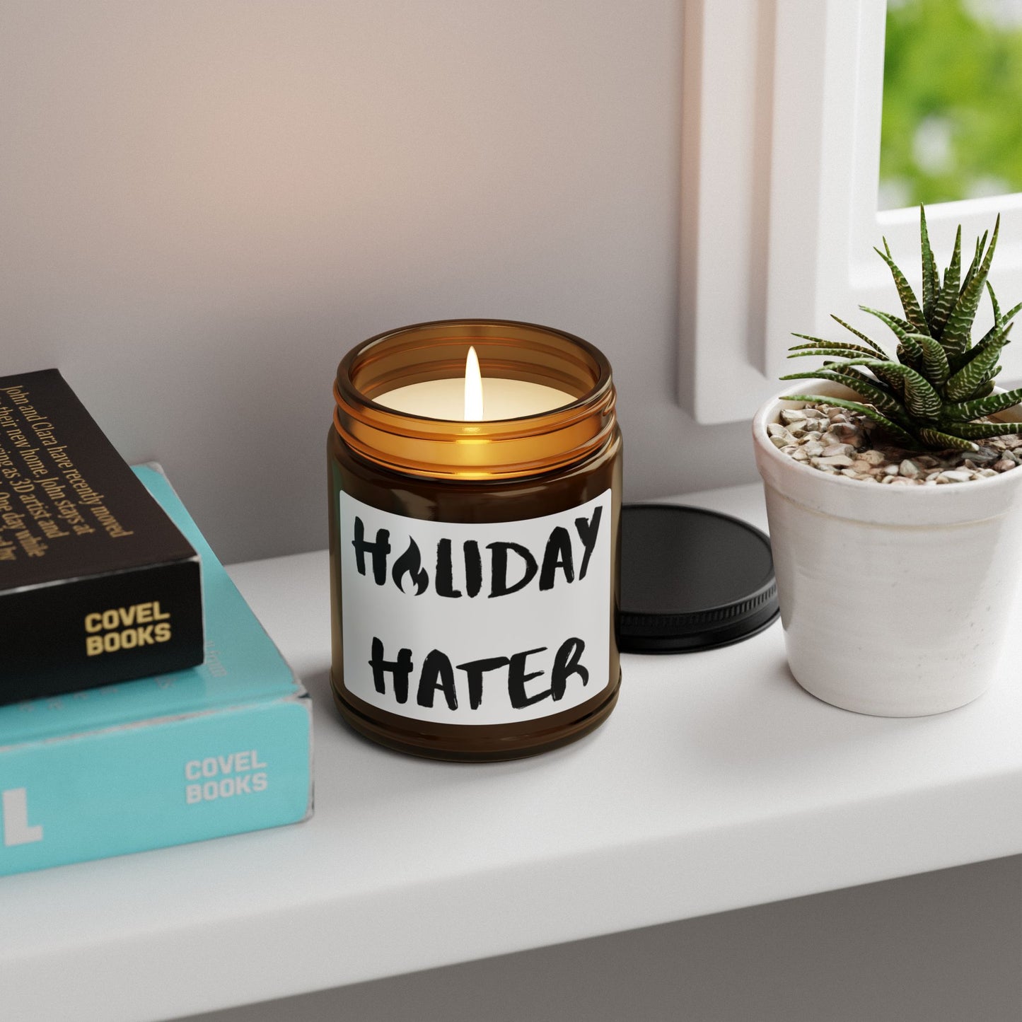 Holiday Hater Scented Soy Candle (Multi-Size, Amber Jar)