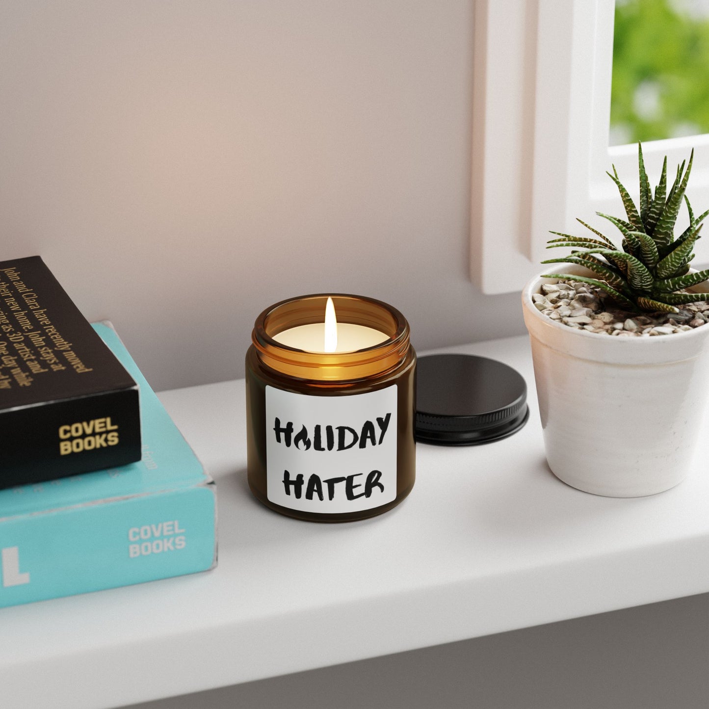 Holiday Hater Scented Soy Candle (Multi-Size, Amber Jar)