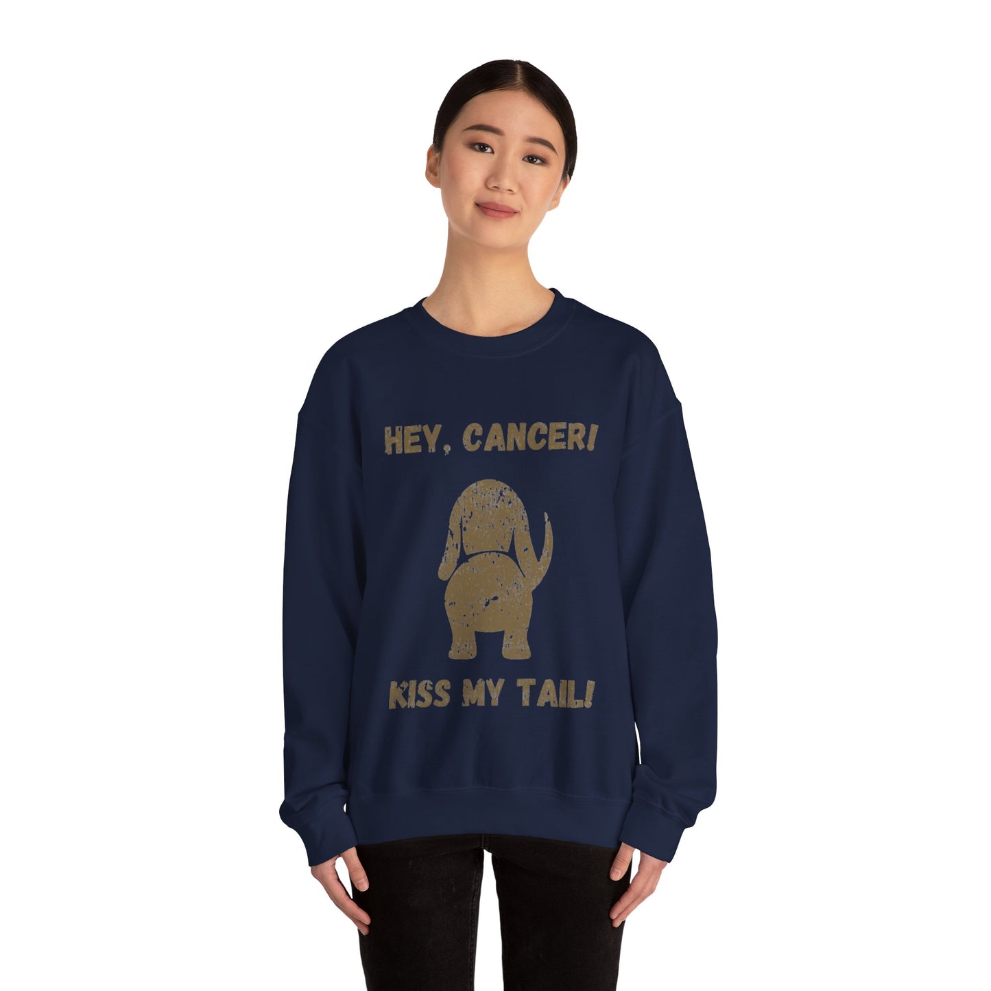 Hey, Cancer!  Kiss My Tail! Dachshund Silhouette Sweatshirt