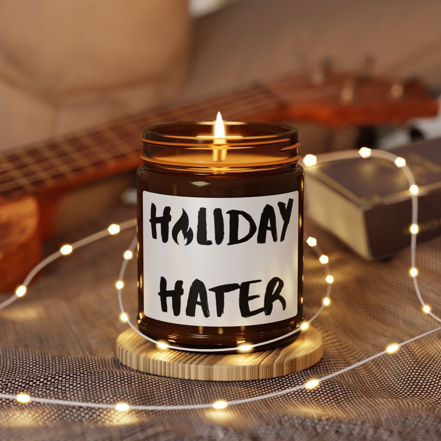 Holiday Hater Scented Soy Candle (Multi-Size, Amber Jar)