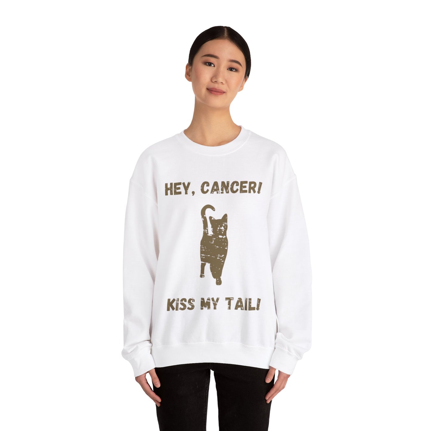 Hey, Cancer!  Kiss My Tail! Sleek Cat Silhouette Sweatshirt