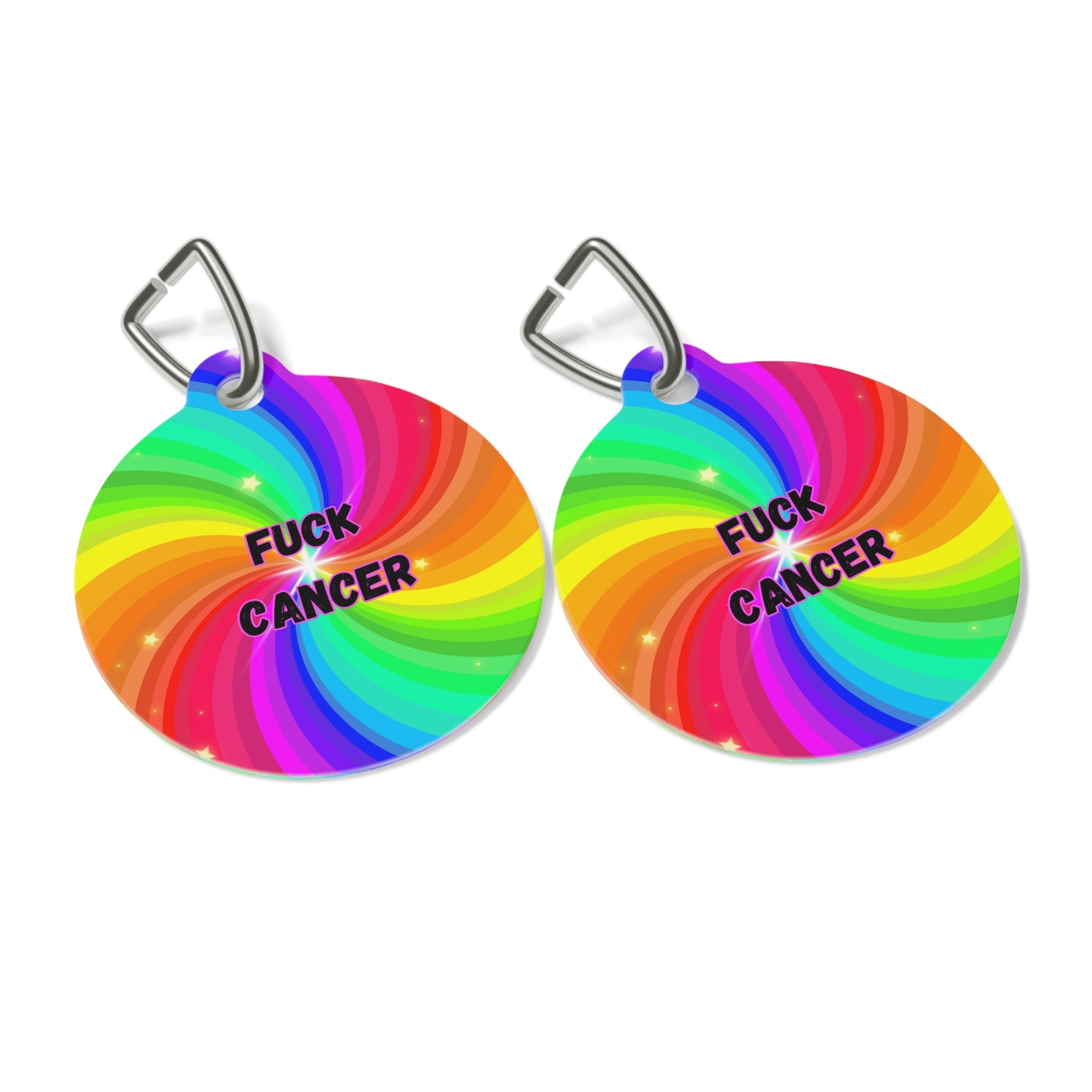 Pet Tag F&%$ Cancer Rainbow