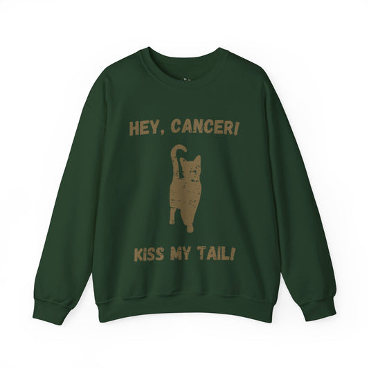 Hey, Cancer!  Kiss My Tail! Sleek Cat Silhouette Sweatshirt