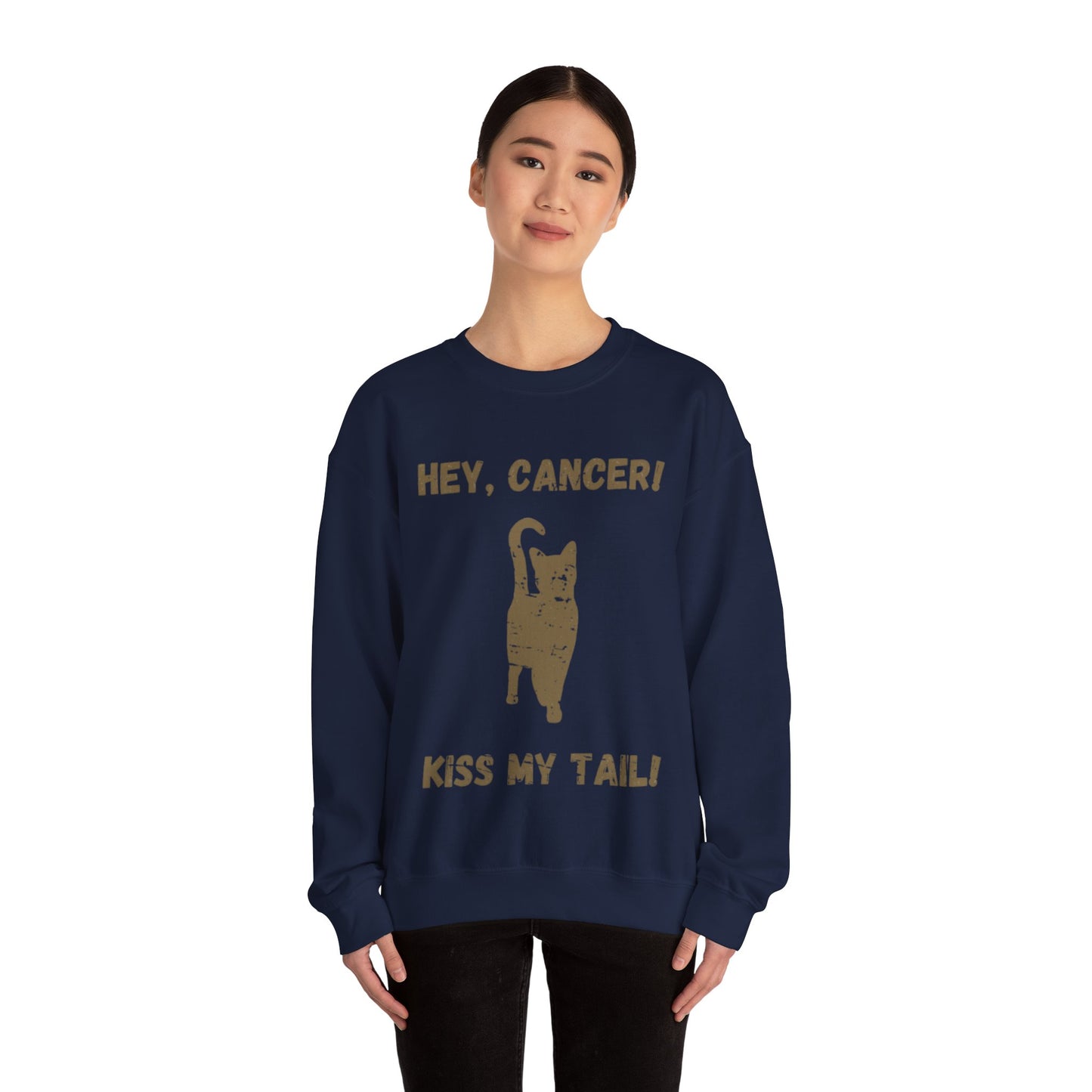 Hey, Cancer!  Kiss My Tail! Sleek Cat Silhouette Sweatshirt