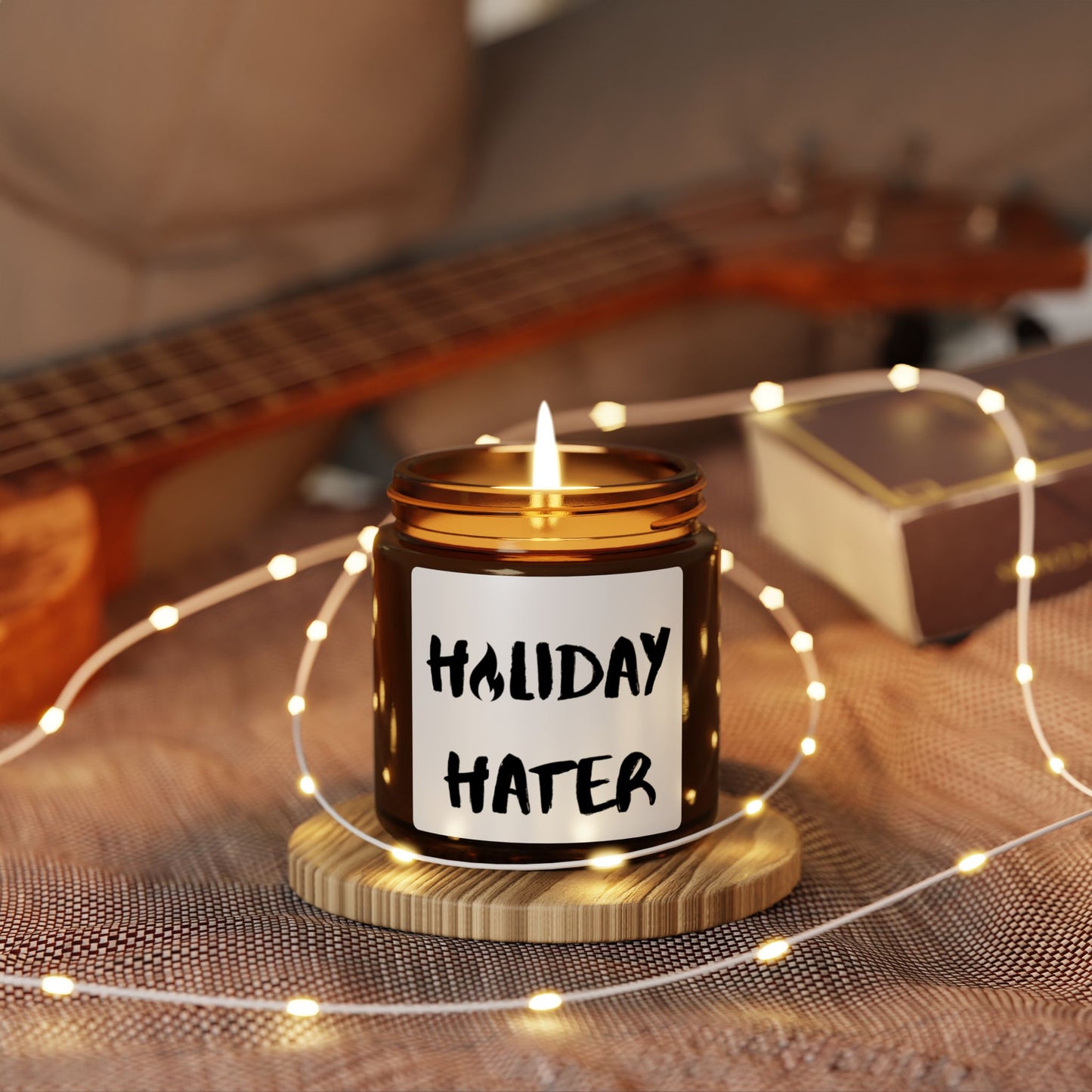 Holiday Hater Scented Soy Candle (Multi-Size, Amber Jar)