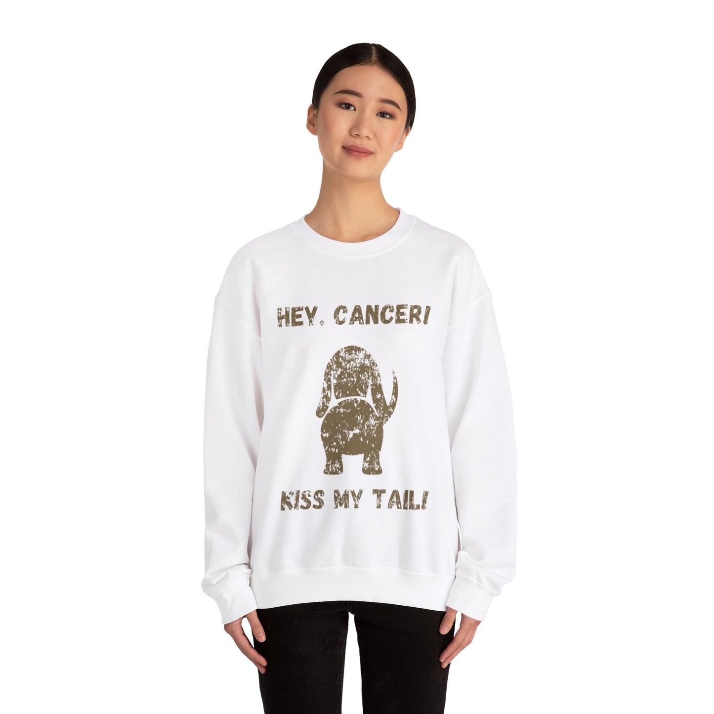 Hey, Cancer!  Kiss My Tail! Dachshund Silhouette Sweatshirt