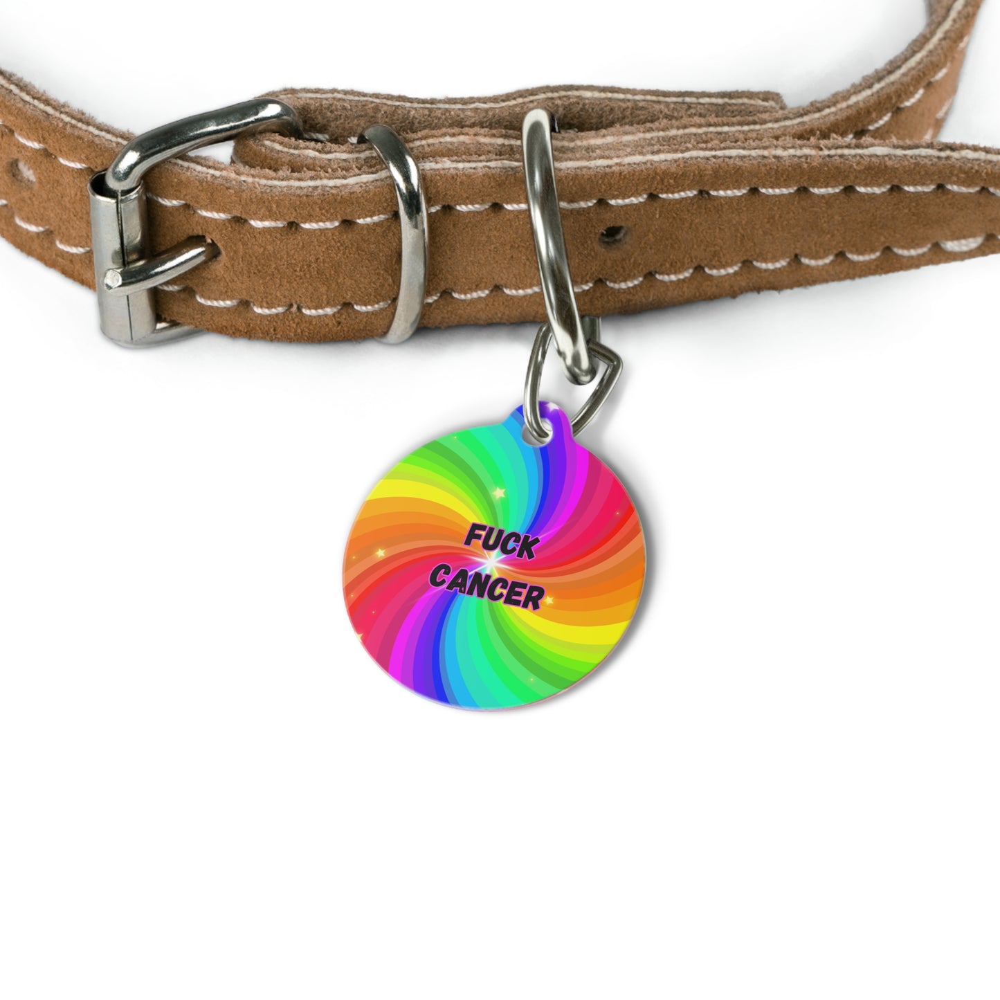 Pet Tag F&%$ Cancer Rainbow