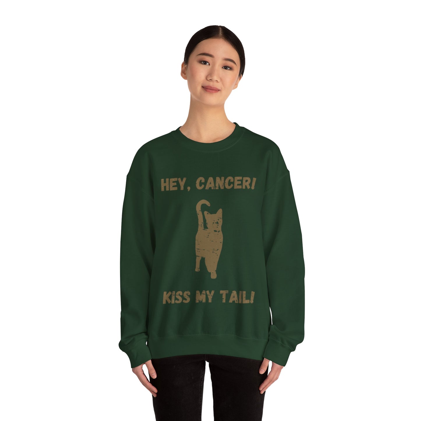 Hey, Cancer!  Kiss My Tail! Sleek Cat Silhouette Sweatshirt